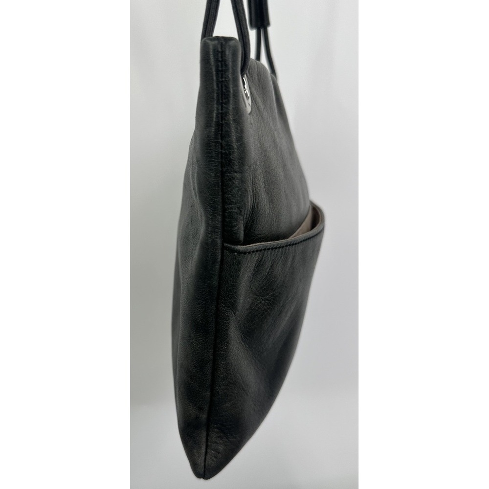MARGOT New‎ York Black Leather Slim Small Crossbody Bag Zipper Purse 9x8" - Picture 4 of 14